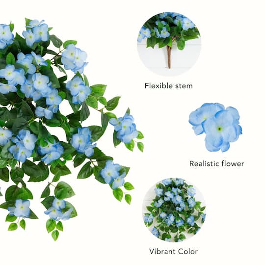 24" UV Resistant Artificial Hydrangea Hanging Plants